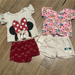 18 month Disney Minnie Mouse shirt and shirt outfits, 4-piece set (2 outfits)
